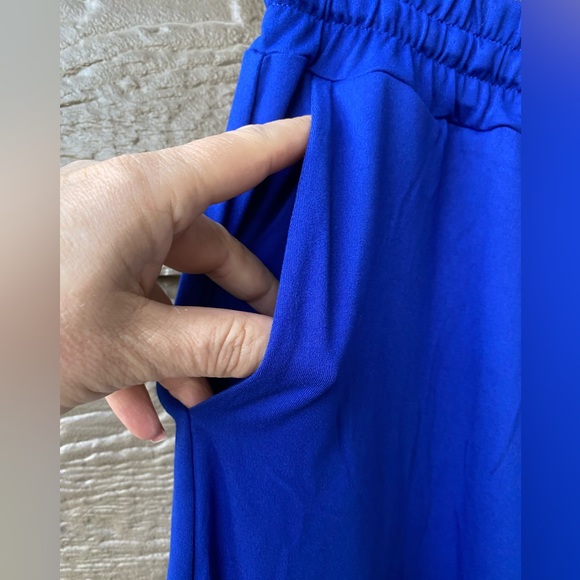 Sunyaa Womens Pants Cropped Elastic Waist size L, Royal Blue - Picture 8 of 11